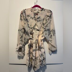 Floral Sheer Romper with Ruffle Details from Korea